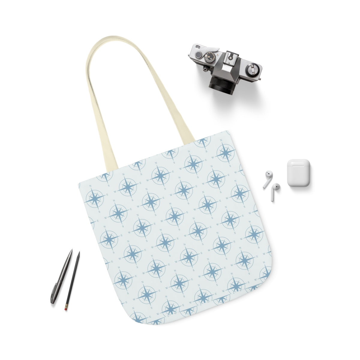 Compass Polyester Canvas Tote Bag