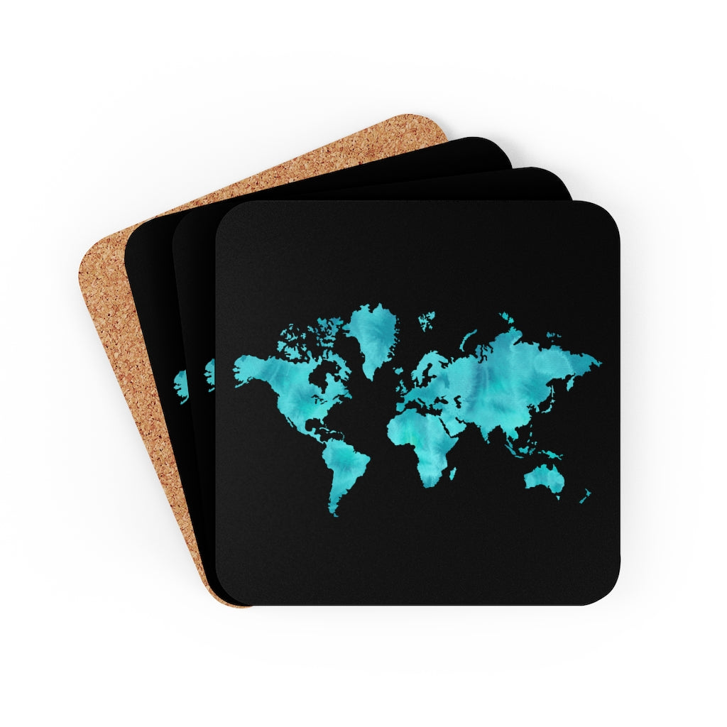 World Blue Corkwood Coaster Set