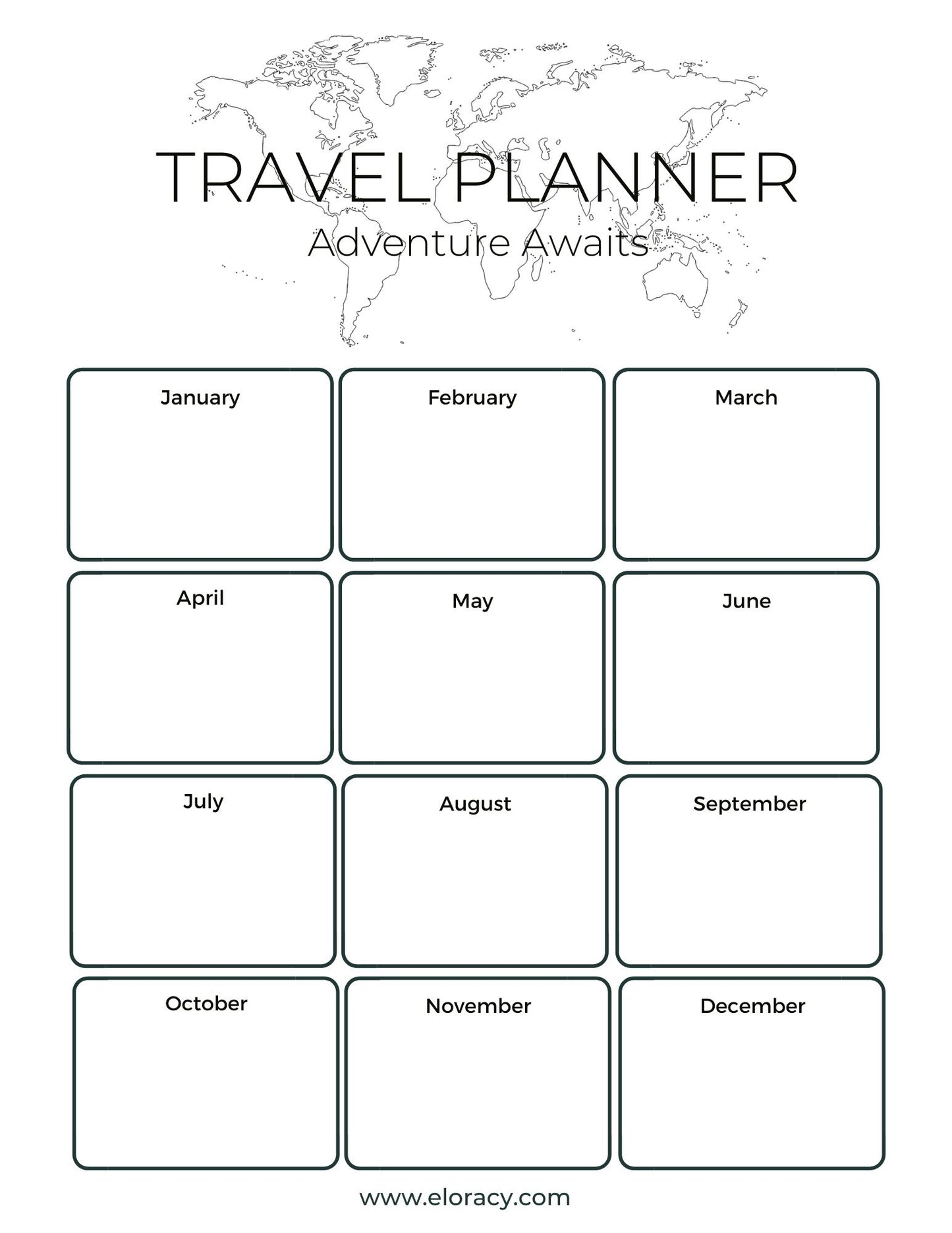 Free Digital Download - Monthly Travel Planner