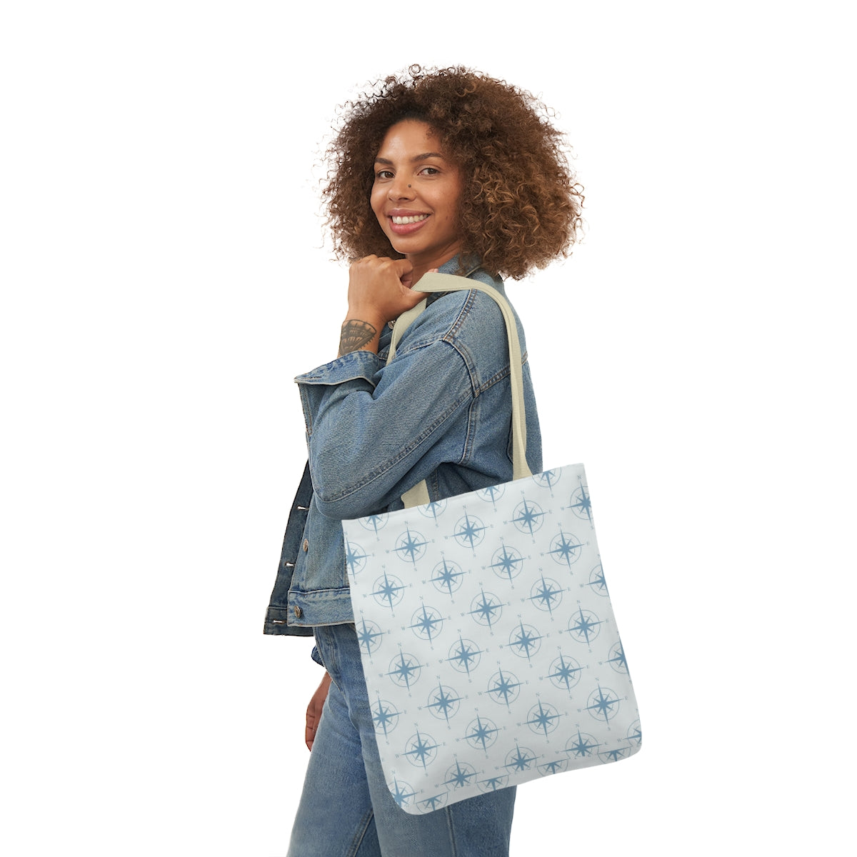 Compass Polyester Canvas Tote Bag