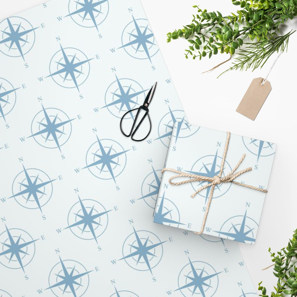 Compass Gift Wrap - Blue