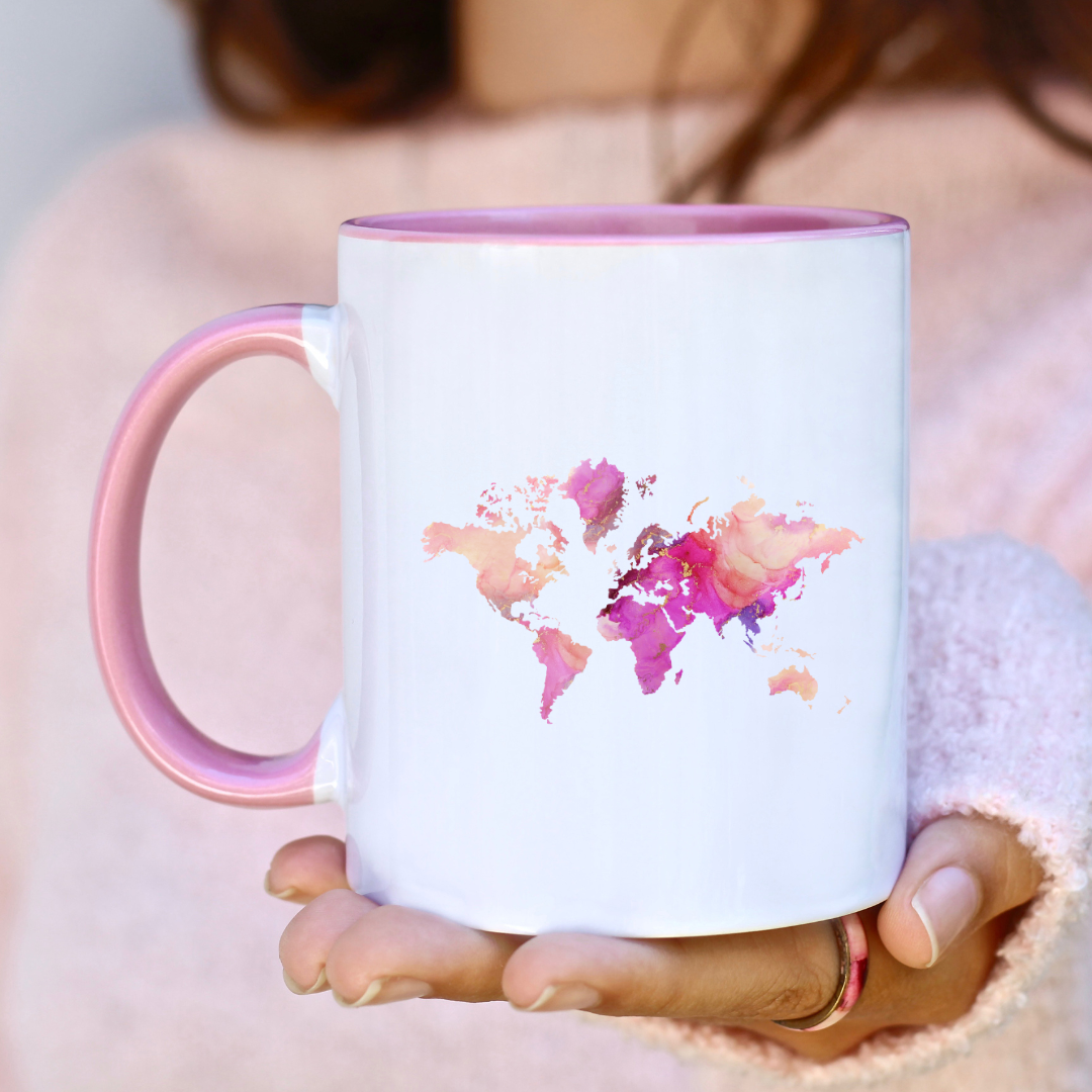 Whole New World Mug, 11oz, Pink Interior