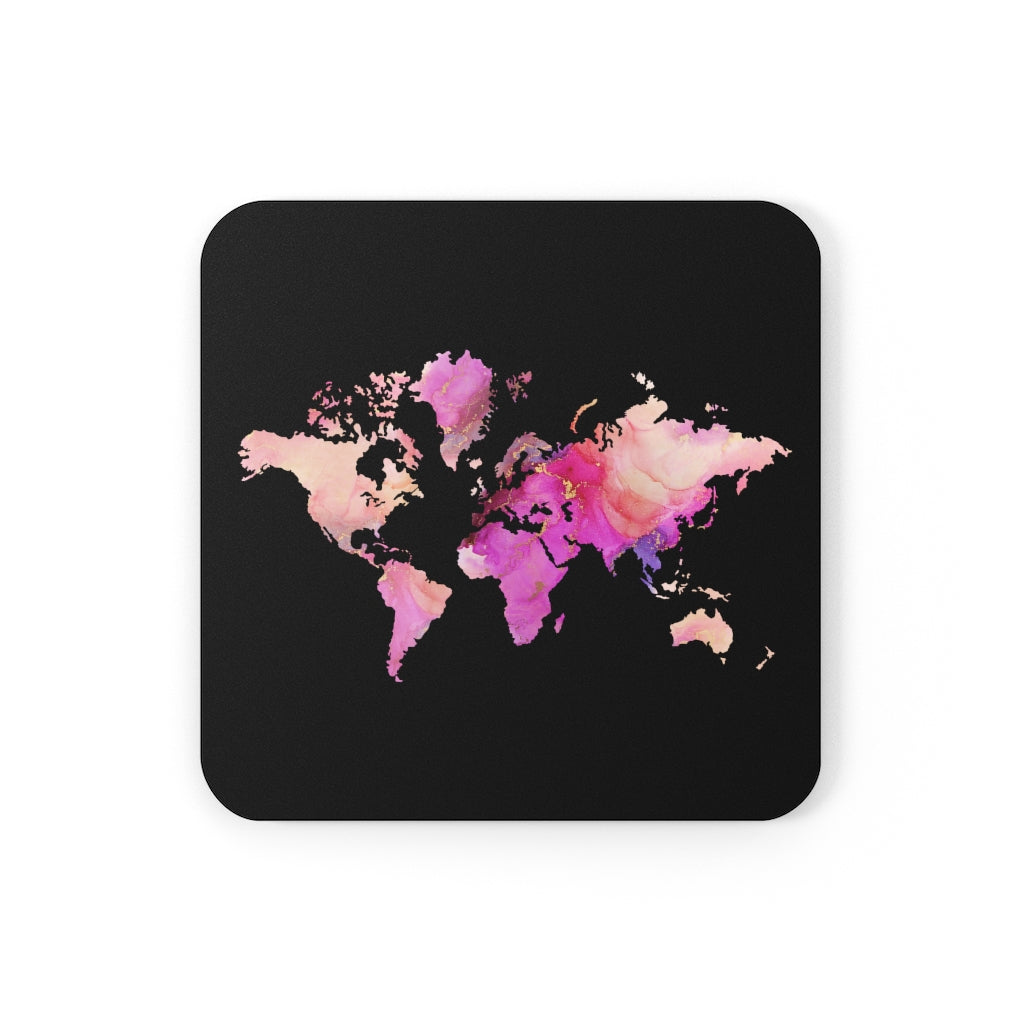 World Pink Corkwood Coaster Set