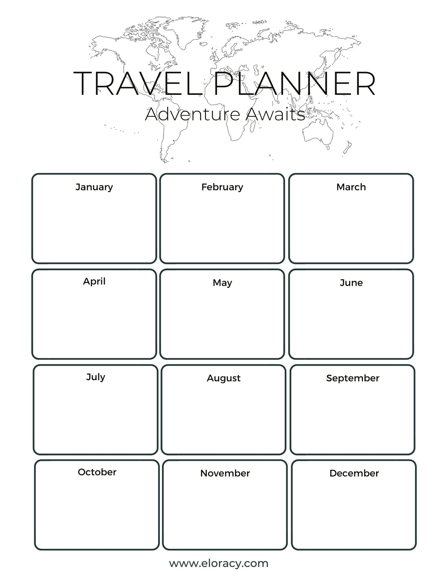 Free Digital Download - Monthly Travel Planner